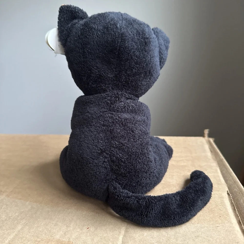 2008‎ Ty Pluffies TRICKERY the Black & Orange Halloween Cat Kitten Plush Tylux